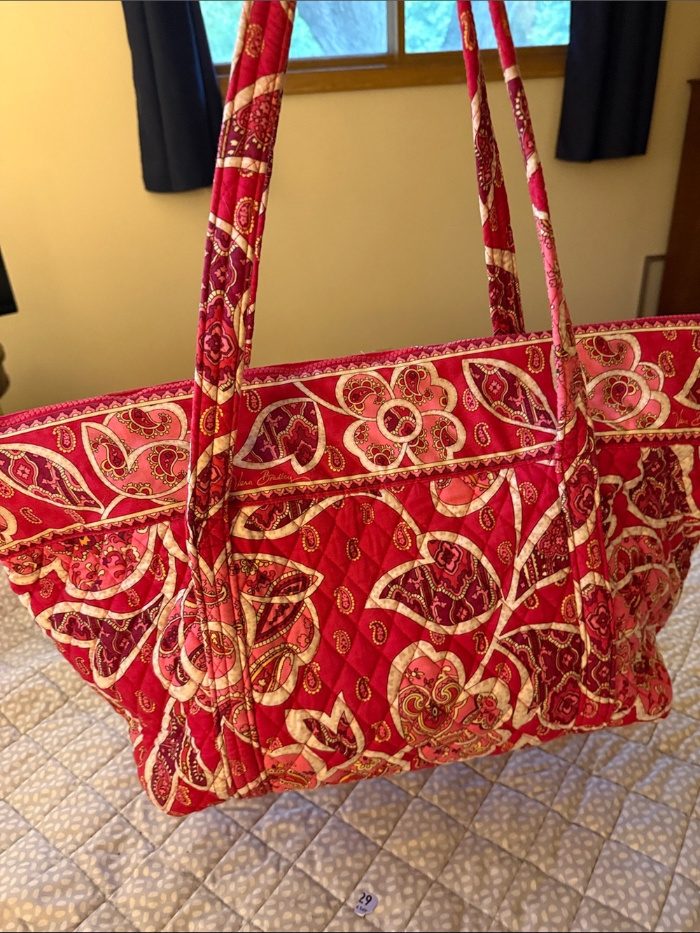 Vera Bradley Quilted Paisley Travel Tote in Red and White